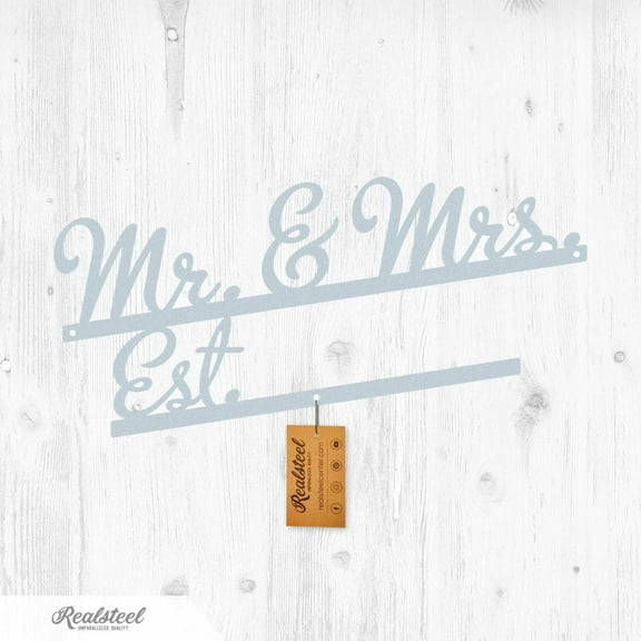 RealSteel Mr & Mrs Wall Art Monogram – Personalized Metal Sign for Wedding or Anniversary (TS-10x15)