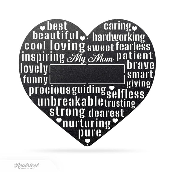 RealSteel My Mom Monogram – Personalized Metal Wall Art with Inspirational Words – Gift for Mom & Grandma (B, 30")