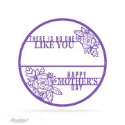 RealSteel There is No One Like You Monogram   Personalized Circular Metal Wall Art with Custom Name & Floral Accents   Mothers Day Gift Purple, 36"