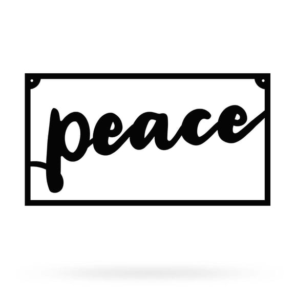 RealSteel Peace Metal Sign (Black, 8" x 15")