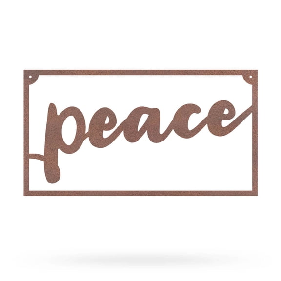 RealSteel Peace Metal Sign - Indoor/Outdoor Holiday Décor, Quality Script Wall Art with Powder-Coated Finish, Ideal for Mantles & Walls, Rust-Resistant, Made in the USA (Rust)