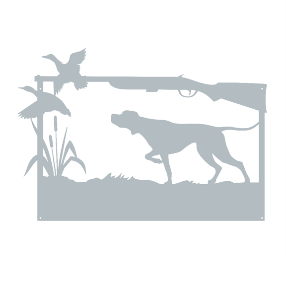 RealSteel Personalized Hunting Dog Monogram Metal Wall Art - English Pointer (Textured Silver, 20 in x 30 in)