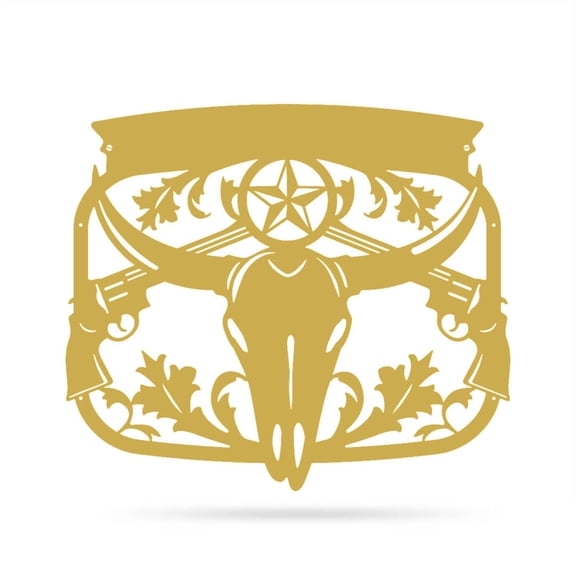 RealSteel Personalized Metal Texas Longhorn Monogram Wall Decor (Gold, 18" x 22")