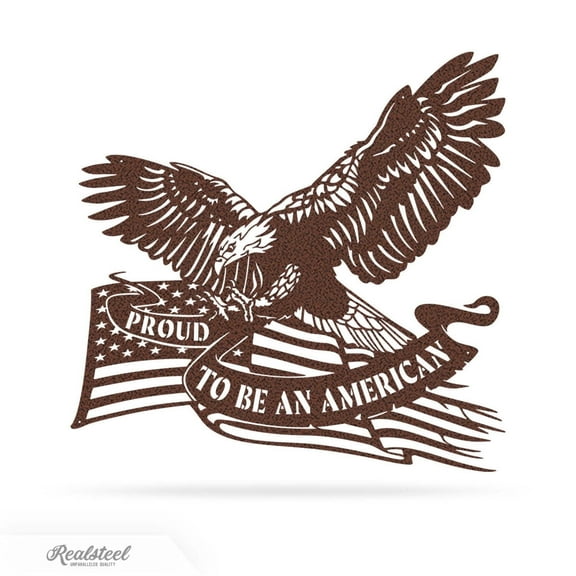 RealSteel Proud To Be An American Eagle – Patriotic Metal Wall Art (29"x30", PV)