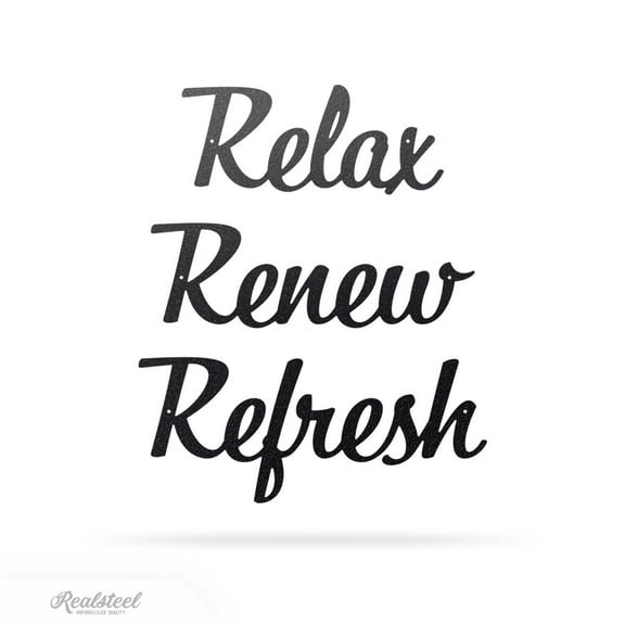 Relax Renew Refresh Metal Wall Art - Tranquil Bathroom Spa Décor