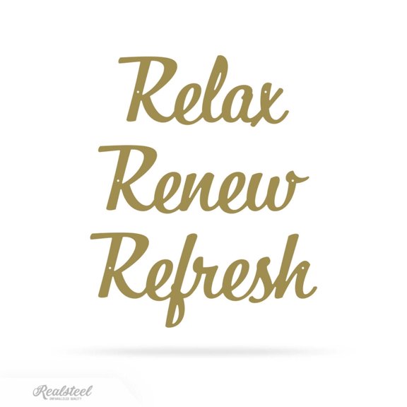 Relax Renew Refresh Metal Wall Art - Tranquil Bathroom Spa Décor