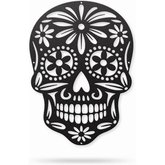 Day of the Dead Sugar Skull Metal Wall Art– Handcrafted Steel Décor for Día de los Muertos– Indoor/Outdoor Rust-Resistant Wall Hanging– Vibrant Mexican Sugar Skull Design, 4 Sizes & 8 Colors (B-12)