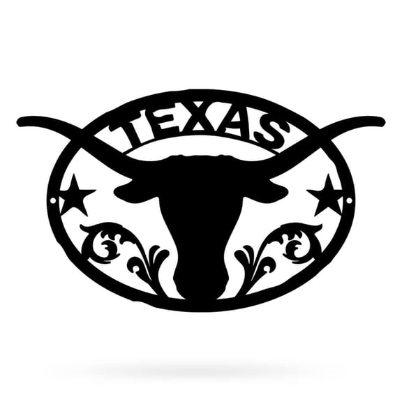 RealSteel: Texas Longhorn Wall Décor - Rustic Metal Art for Home or Outdoor Display (11"x18"/B)