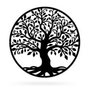 RealSteel Tree of Life with Birds | Metal Wall Art for Elegant Indoor & Outdoor Decor (14" / Black)
