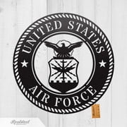 RealSteel US Military Branch Wall Art - Army, Navy, Air Force, Marine Corps, Coast Guard & Space Force Airforce/ Black