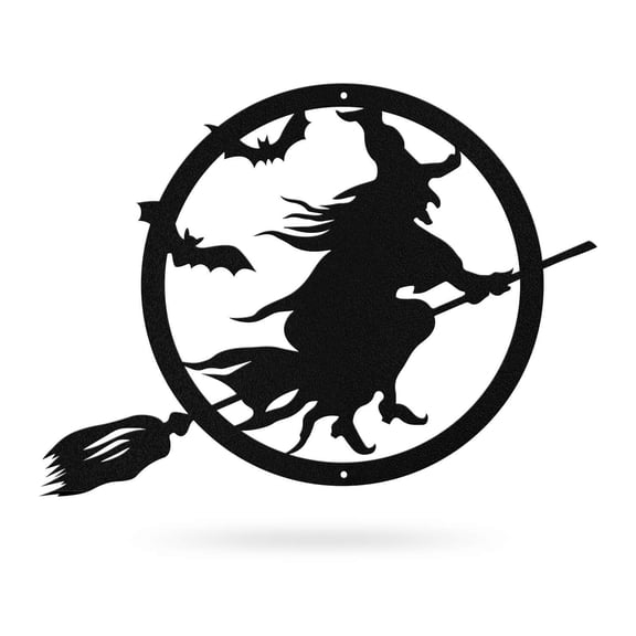 RealSteel Metal Witch Halloween Decoration (Black, 20" x 15")