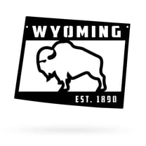 RealSteel: Wyoming State Metal Décor – American Bison Outline Wall Art, Rustic Indoor/Outdoor (15"/B)