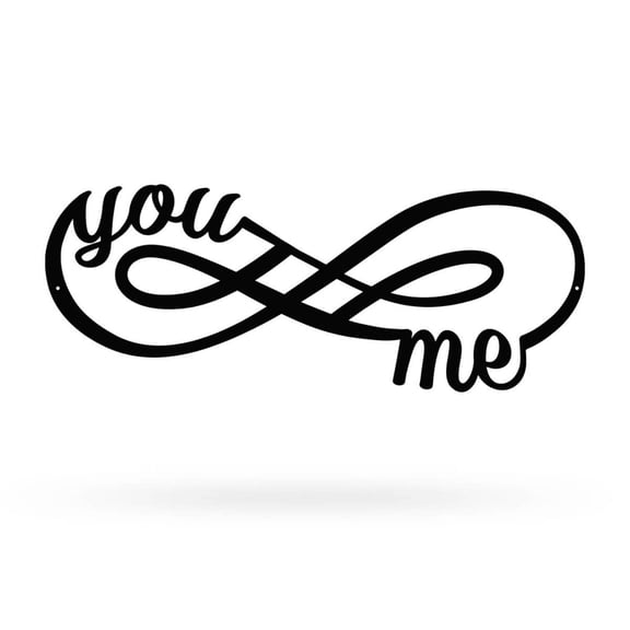 RealSteel You + Me for Infinity Wall Décor Sign – Romantic Metal Art, Indoor/Outdoor (24"/ Black)