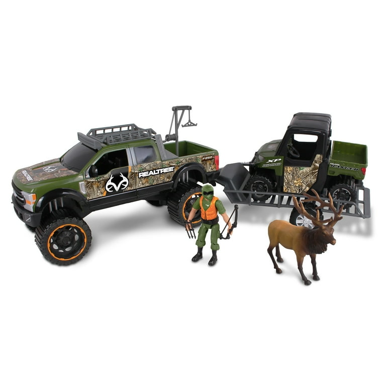 RealTree 10pc Hunting Playset Ford F250 w Elk NKOK 1 18 Scale Hunter Truck Polaris Ranger UTV Trailer More Walmart