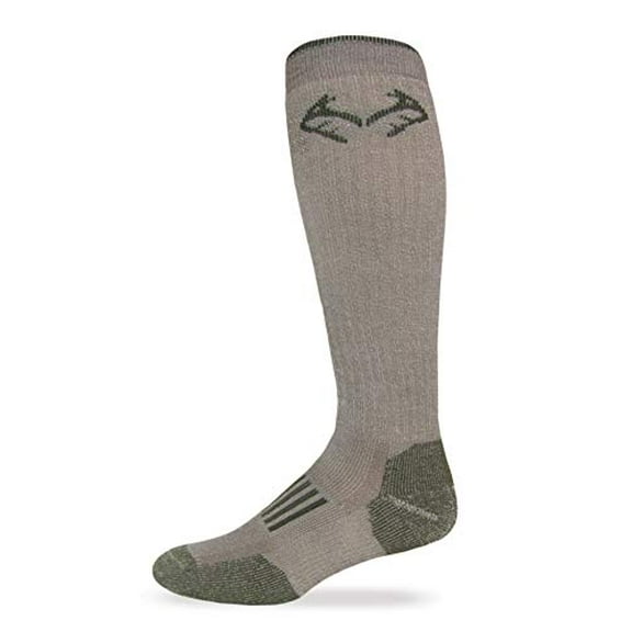 RealTree 9806 Heavyweight Merino Wool Tall All Season Boot Socks, Tan/Olive