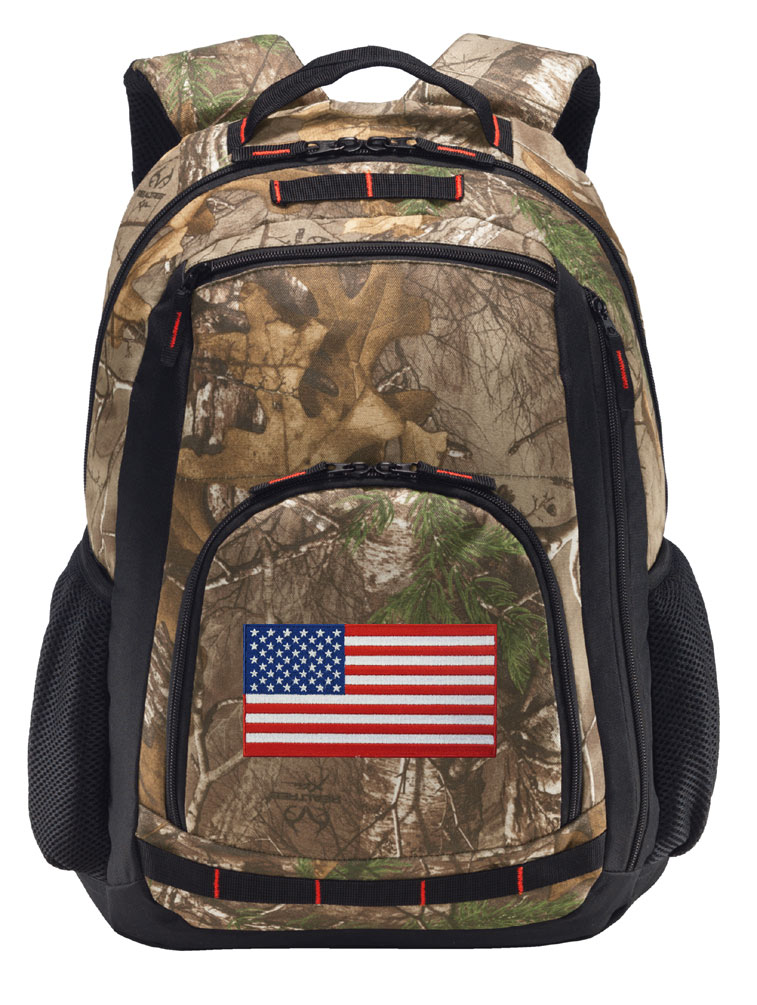 RealTree Camo American Flag Backpack US Flag Camo Backpack with Laptop Computer Section - image 1 of 3