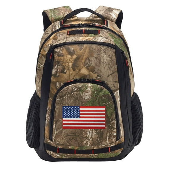 RealTree Camo American Flag Backpack US Flag Camo Backpack with Laptop Computer Section