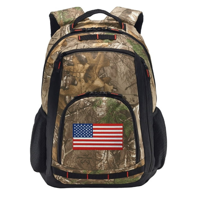 RealTree Camo American Flag Backpack US Flag Camo Backpack with Laptop Computer Section