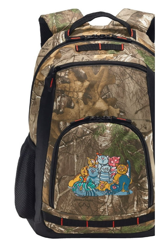 RealTree Camo Crazy Cat Backpack Cat Camo Backpack with Laptop Computer Section