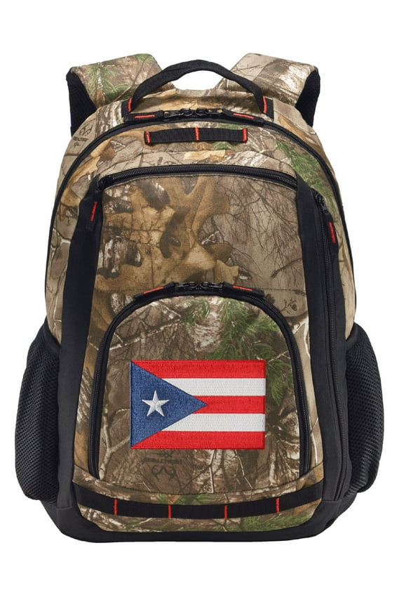 RealTree Camo Puerto Rico Backpack Puerto Rican Flag Camo Backpack with Laptop Computer Section
