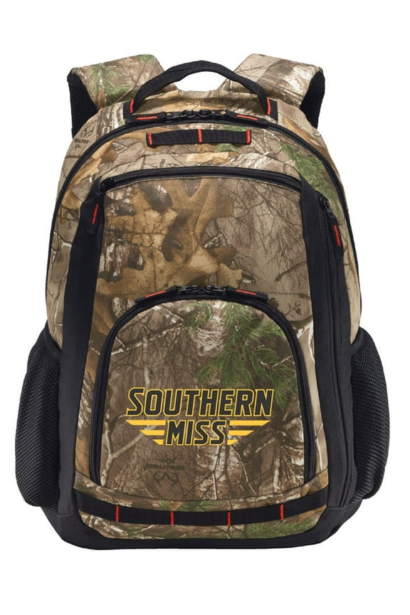 RealTree Camo Southern Miss Backpack USM Camo Backpack with Laptop Computer Section
