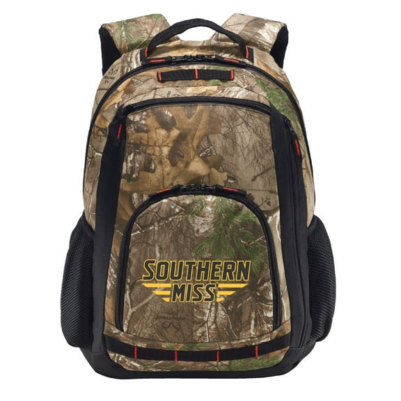 RealTree Camo Southern Miss Backpack USM Camo Backpack with Laptop Computer Section