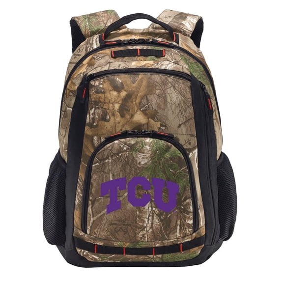 RealTree Camo TCU Backpack Texas Christian Camo Backpack with Laptop Computer Section