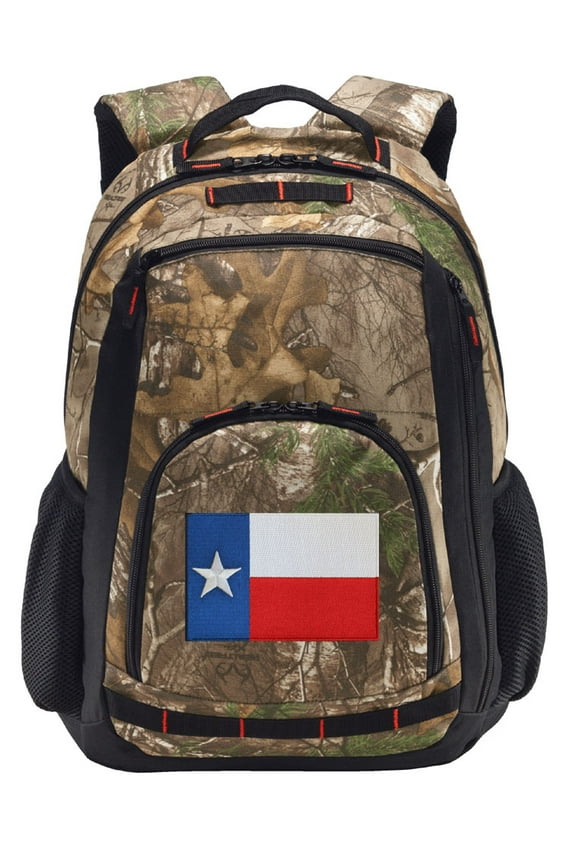 RealTree Camo Texas Flag Backpack Texas Camo Backpack with Laptop Computer Section