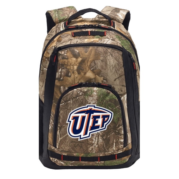 RealTree Camo UTEP Backpack UTEP Miners Camo Backpack with Laptop Computer Section
