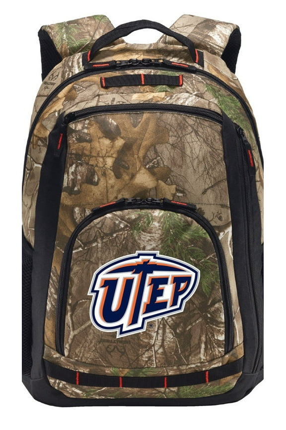 RealTree Camo UTEP Backpack UTEP Miners Camo Backpack with Laptop Computer Section