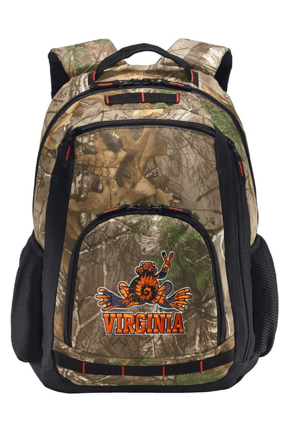 RealTree Camo UVA Peace Frog Backpack UVA Camo Backpack with Laptop Computer Section