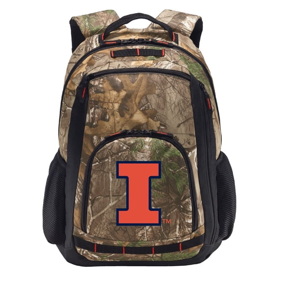 RealTree Camo University of Illinois Backpack Illini Camo Backpack with Laptop Computer Section