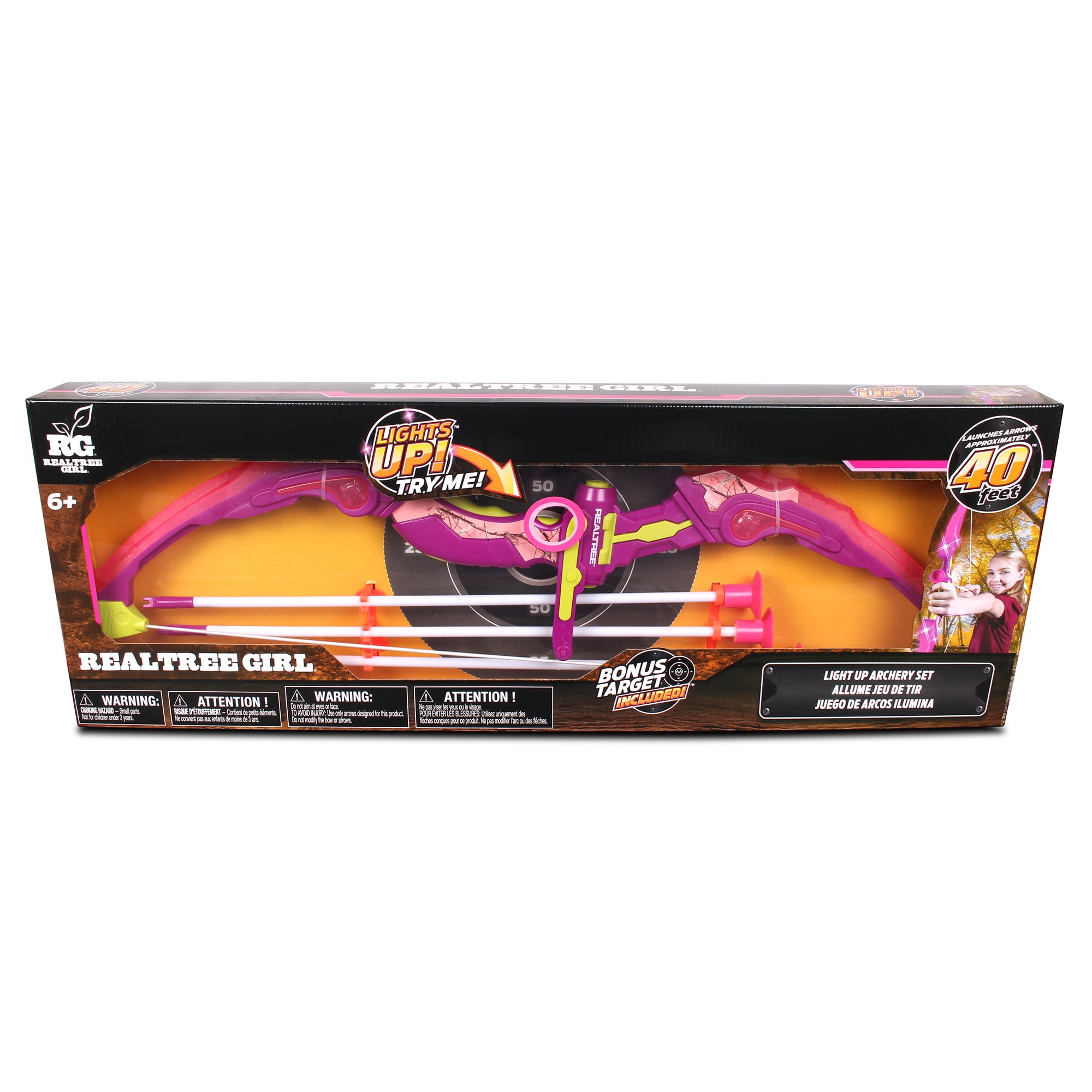 RealTree Girl: Archery Set - Pink - LED Bow, 3 Suction Arrows