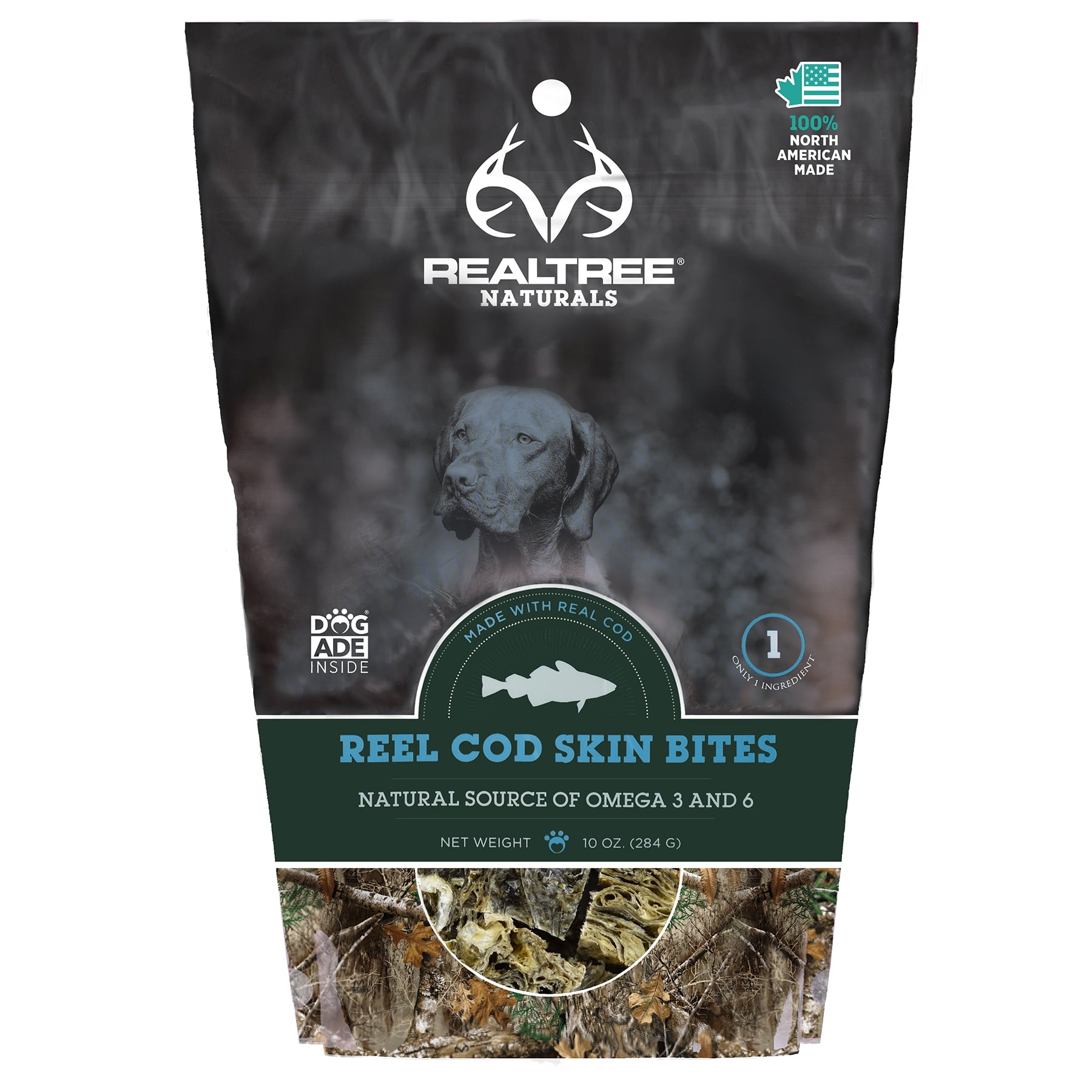 RealTree Naturals Reel Cod Skin Bites Dog Treats, 1 Natural Ingredient