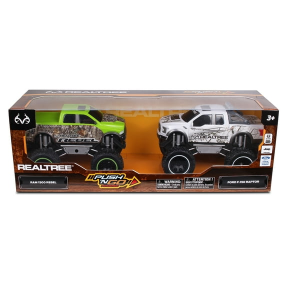 RealTree: Push & Go Ford F-150 Raptor & RAM Rebel Trucks, 2 Pack