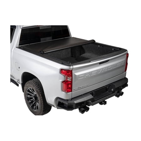 RealTruck Tonno Pro Lo-Roll Soft Roll Up Tonneau Cover Fits 2019-2024 Chevy/GMC Silverado/Sierra, works w/ MultiPro/Flex tailgate 6'6" Bed (79.4")