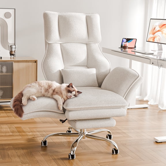 Bashaw Criss Cross Office Chair, Big and Tall Cross Legged Chair with Foot Rest, Flip-up Armrests, Adjustable Backrest, Ergonomic Gaming/Vanity/Reading Chair for Home and Office