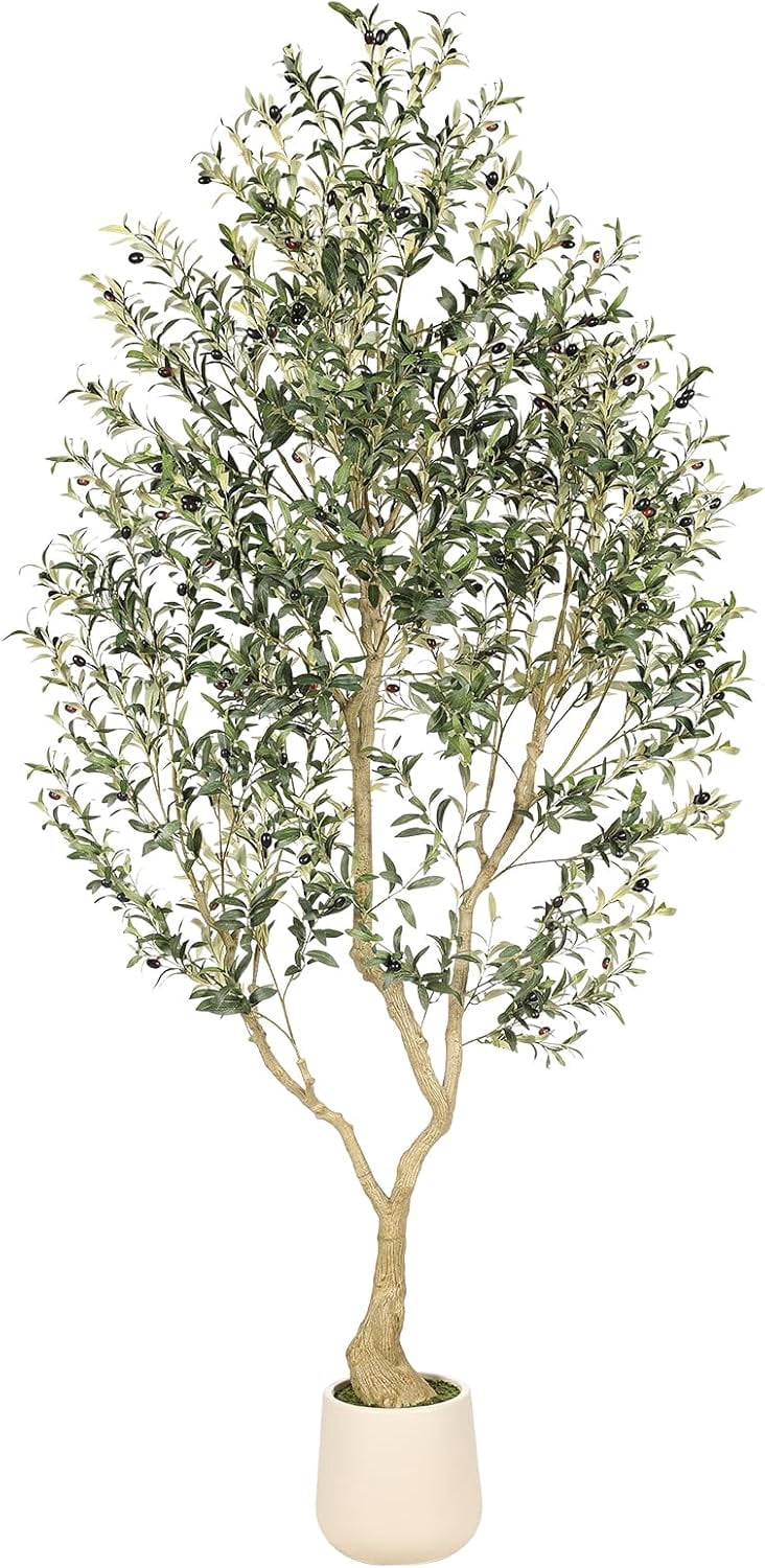 Realead 6ft Artificial Olive Tree with Tall Exquisite Planter ...