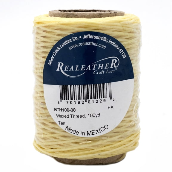 Realeather Cord Waxed Thread for Leather Crafts, 50 G, Tan