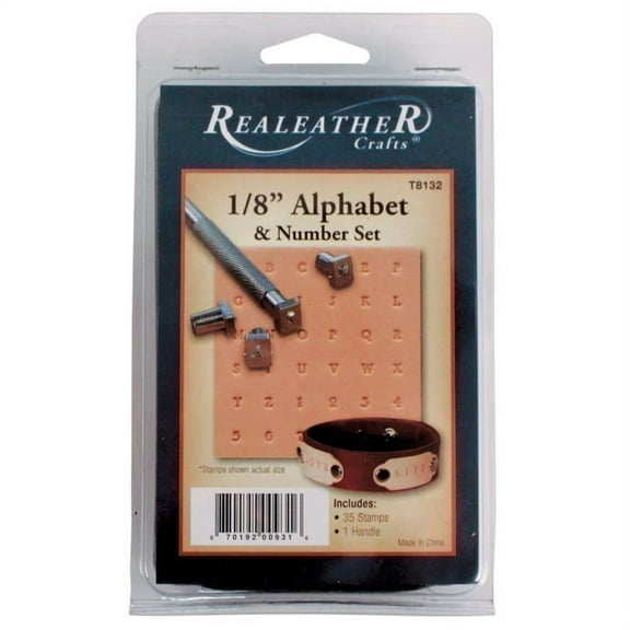 Realeather Leather Tooling Set - 1/8" Alphabet and Numbers, Set of 36