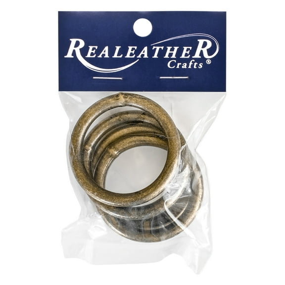 Realeather(R) Crafts 2" Brass Rings 4/Pkg-Antique Brass