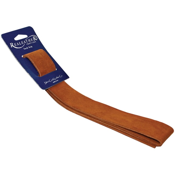 Realeather Suede Strip, 1.5" x 42", Brown Leather