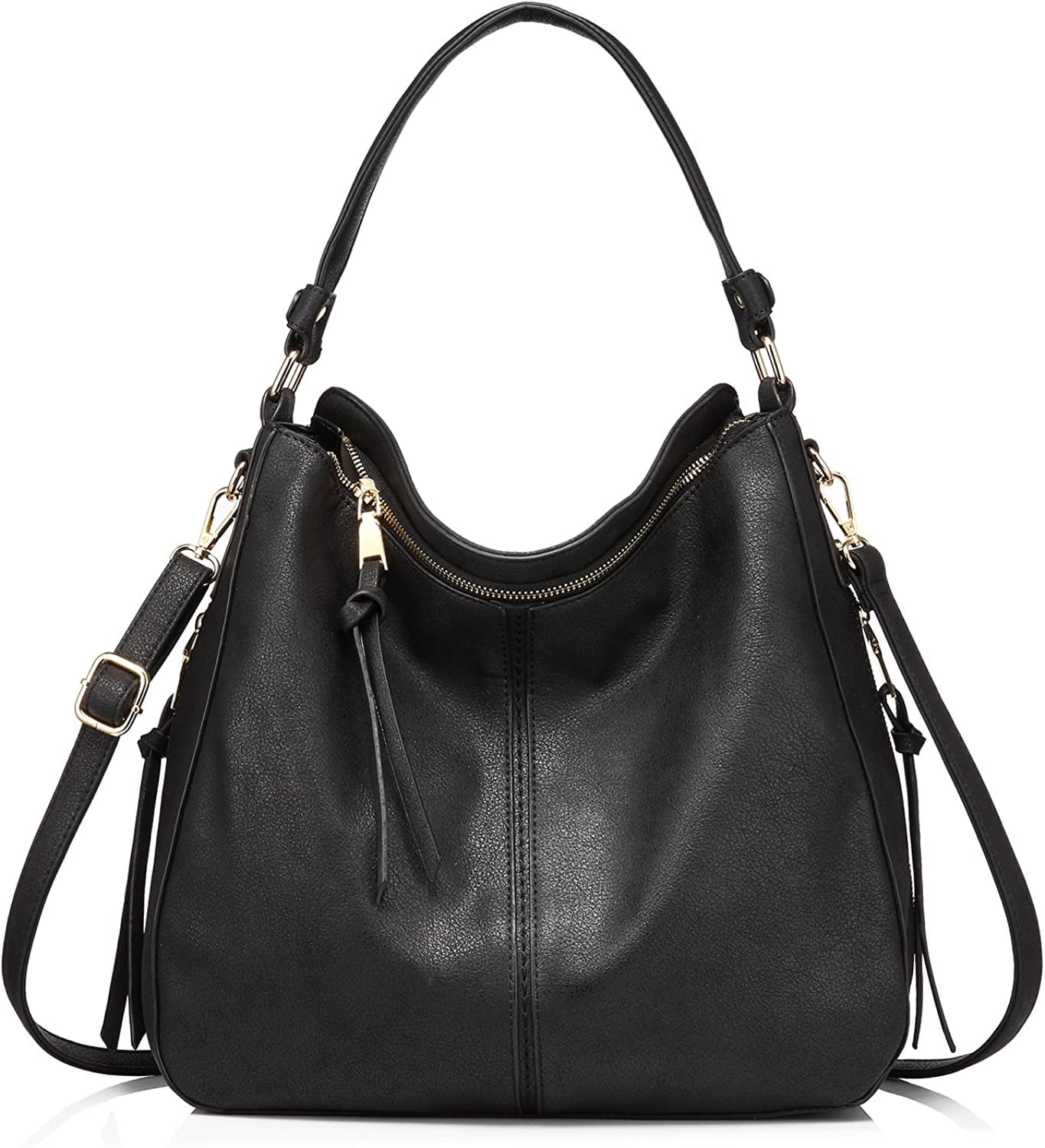 Women large black leather handbag 
