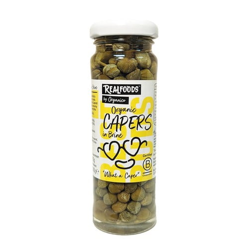 Realfoods Organic Capers in Brine 100g, British Import (Pack of 2)