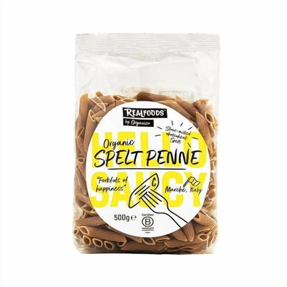 Realfoods Organic Spelt Penne Pasta 500g, British Import (Pack of 3)