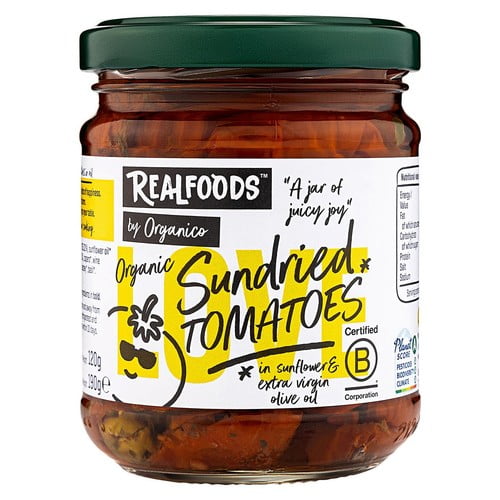 Realfoods Organic Sundried Tomatoes in Oil 190g, British Import (Pack of 3)