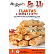 Realgood Foods Co. Chicken & Cheese Flautas, 6 Count, 16.5 oz (Refrigerated)