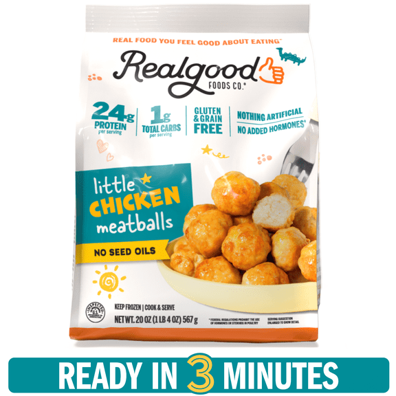 Realgood Foods Co. Gluten-Free Kids Chicken Meatballs, 20oz Bag (Frozen)