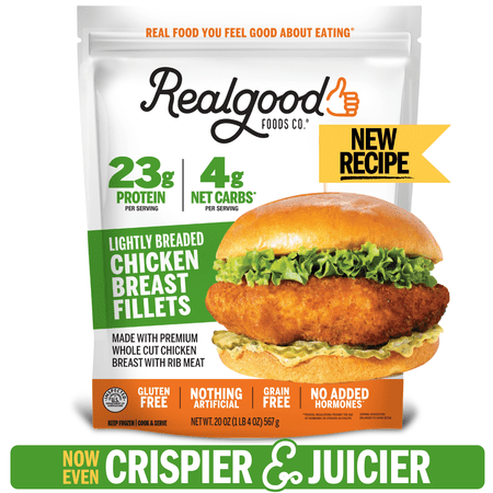 Realgood Foods Co. Lightly Breaded Chicken Breast Fillets, 20 oz Bag (Frozen)