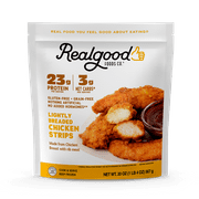 Realgood Foods Co. Lightly Breaded Chicken Breast Strips, Gluten-Free, 20 oz Regular Bag (Frozen)
